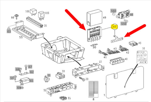 T1N 2002-2006 Sprinter Van Genuine Mercedes Under Driver Seat Fuse Holder / Fuse Box - Image 2