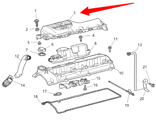 T1N 2002-2003 | 2004 | 2005-2006 Sprinter Van Genuine Mercedes Engine Valve Cover Plate - Image 4