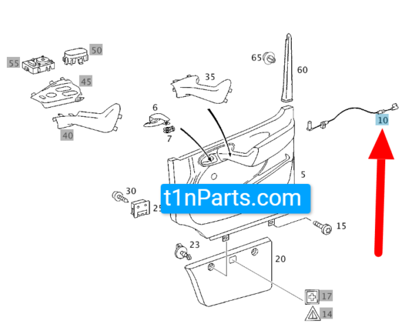 T1N 2002-2006 Dodge Sprinter Van Interior Door Handle Cable for Driver and Passenger Side