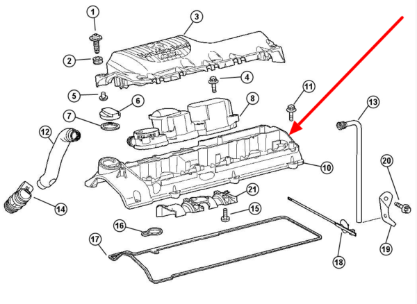 T1N 2002-2003 | 2004 | 2005-2006 Sprinter Van Genuine Mercedes Cylinder Head Cover - Image 5